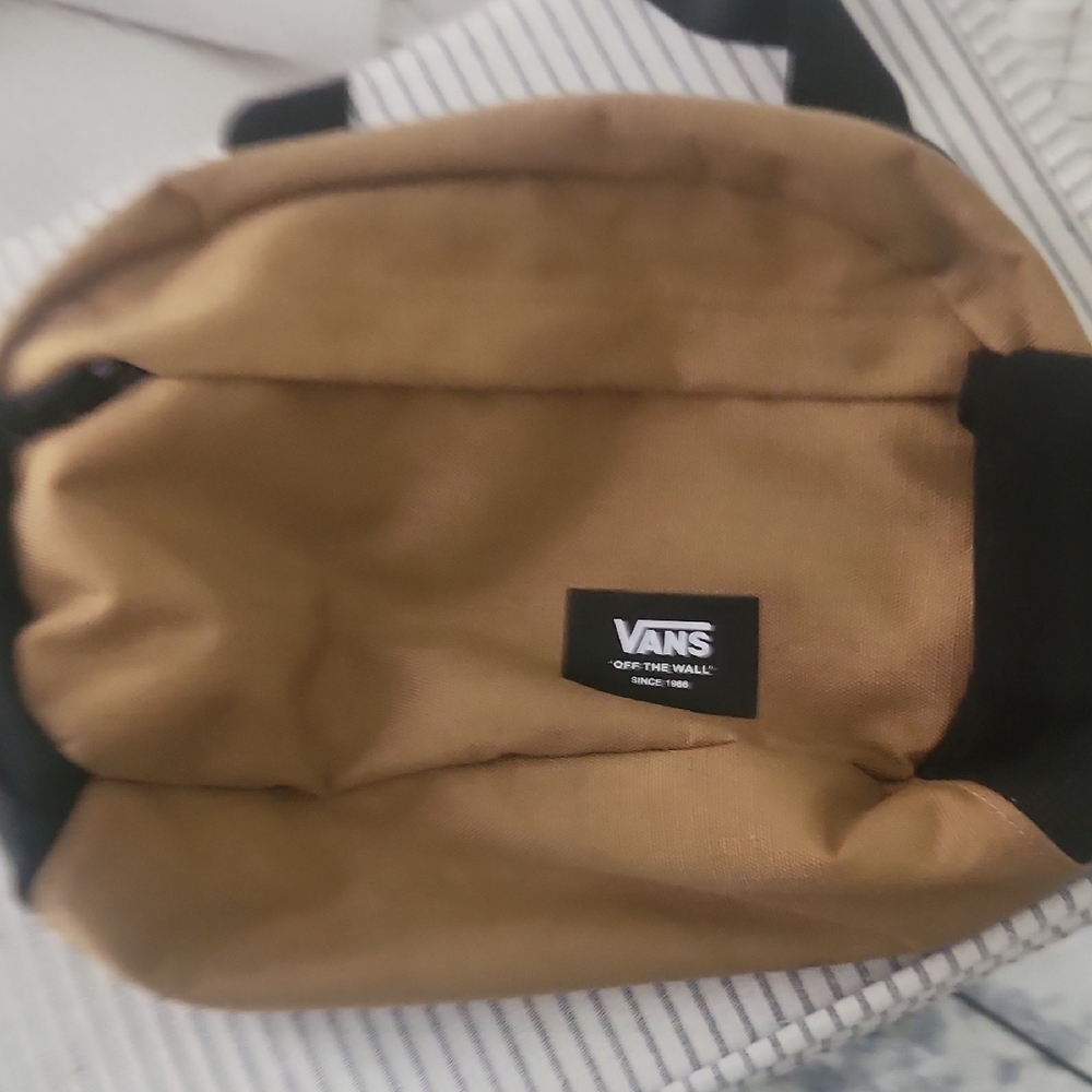 Vans Tan and Black Backpack with Classic Logo